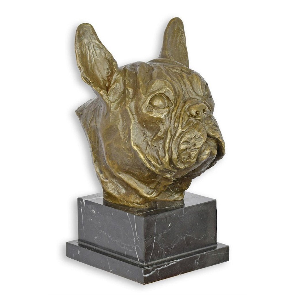 bronzen sculptuur buste bulldog franse bull, Antiek en Kunst, Ophalen of Verzenden