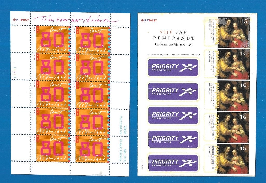 Jaarcollectie Nederlandse Postzegelvelletjes 1999, Postzegels en Munten, Verzenden, Na 1940, Postfris