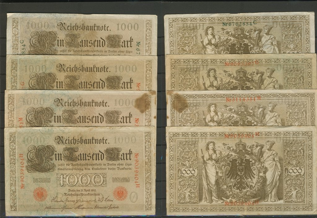 Berlijn Reichsbanknote 4 x 1000 Mark 1910 Biljet c-310 jdu, Postzegels en Munten, Bankbiljetten | Europa | Niet-Eurobiljetten