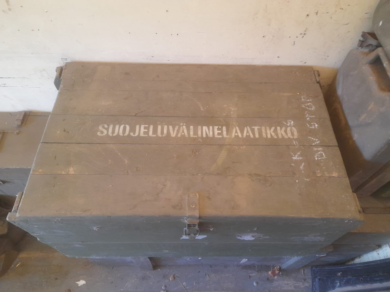 Vintage Finse Militaire Houten Kist - Opbergkist, Huis en Inrichting, Woonaccessoires | Kisten, Gebruikt, 100 tot 150 cm, Ophalen of Verzenden