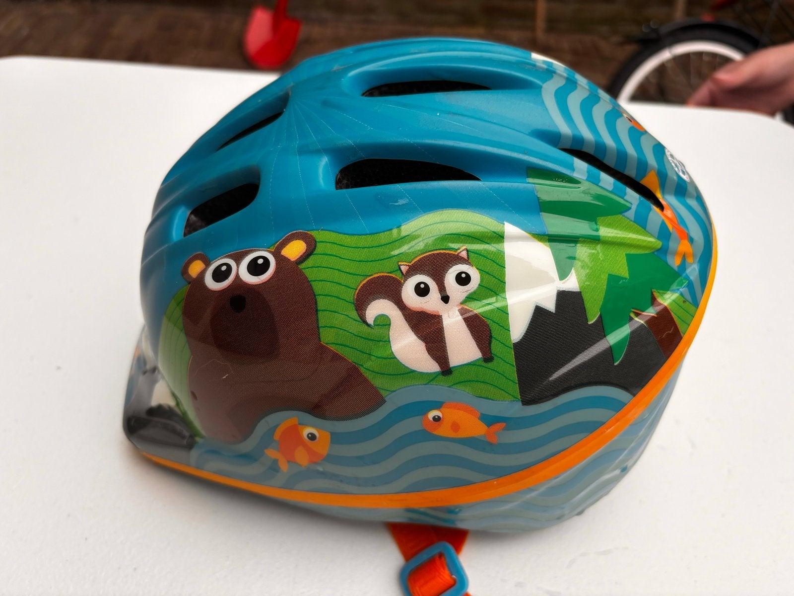 Kinderfietshelm met dierenprint - Blauw, Ophalen, Gebruikt, Overige maten, Jongen of Meisje