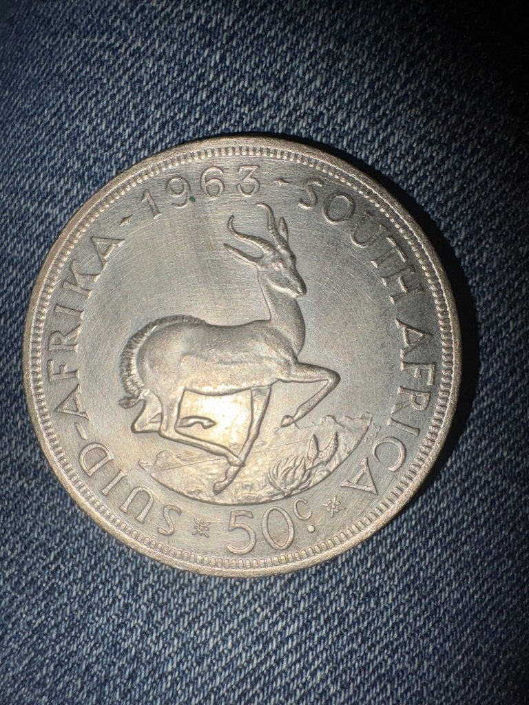 Zilveren 50 Cent Zuid-Afrika 1963 - Jan van Riebeeck, Ophalen of Verzenden, Zuid-Afrika, Losse munt, Zilver