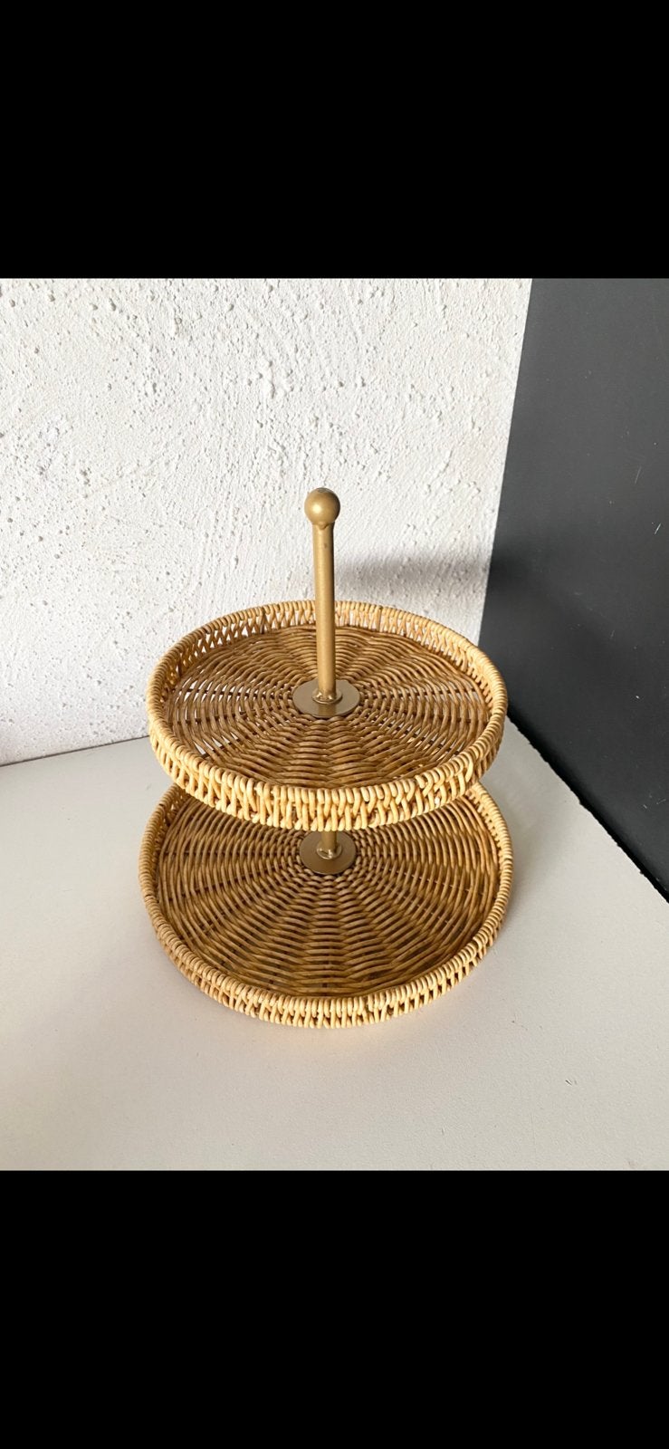 decoratieve 2-LAAGS ROTAN ETAGĖRE, Ophalen, Etagère, Demontabel, Nieuw