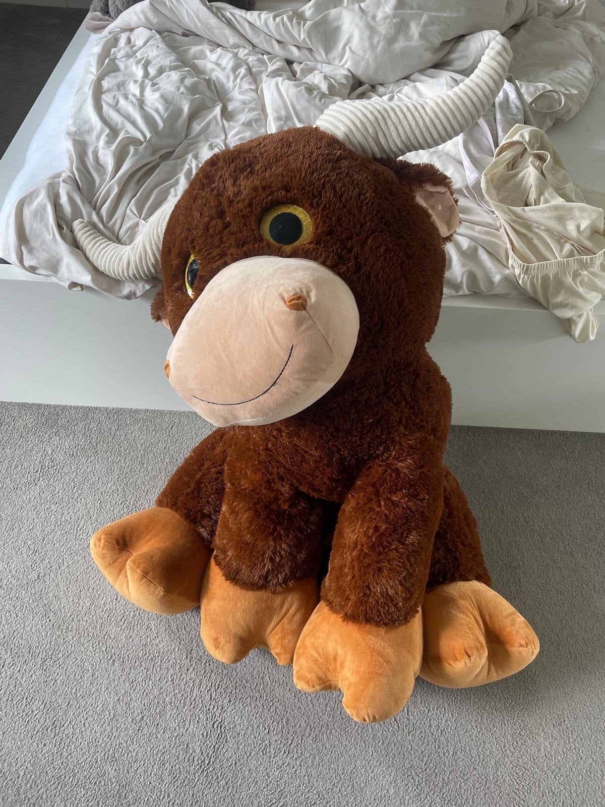 Grote knuffel stier - Zo goed als nieuw, Overige typen, Ophalen of Verzenden, Zo goed als nieuw, Bruin