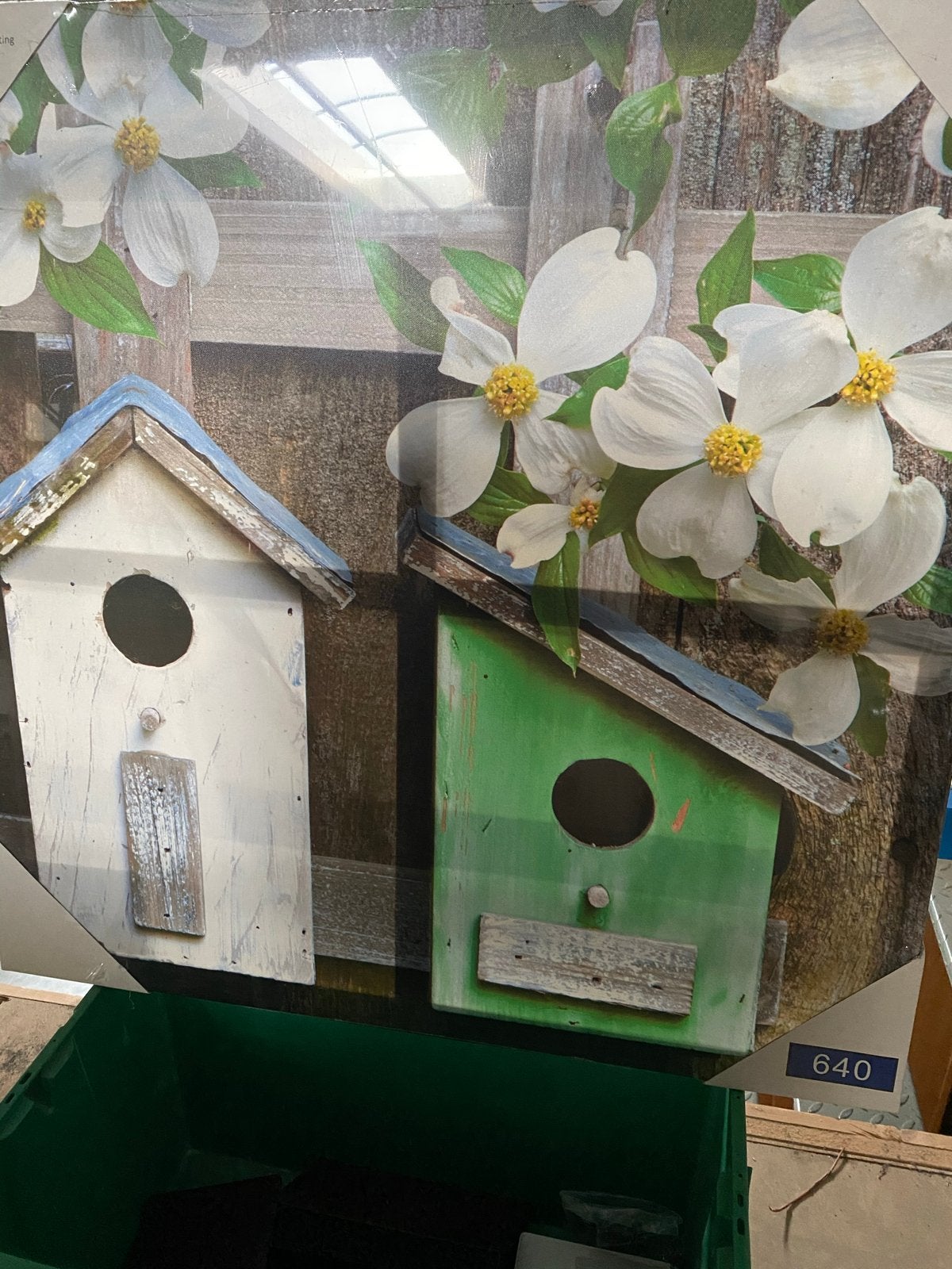 Tuinposter canvas met vogelhuisjes en bloemen, Tuin en Terras, Ophalen, Nieuw