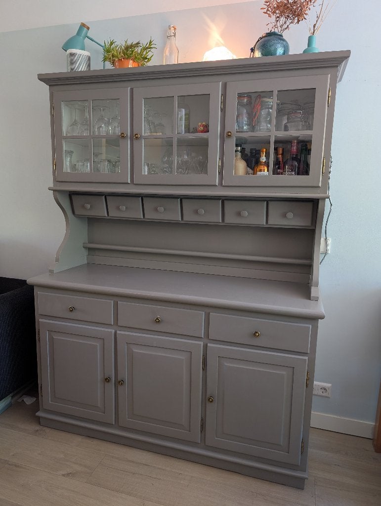 Buffetkast met lades, deurtjes en glas, Ophalen, Gebruikt, 100 tot 150 cm, Glas