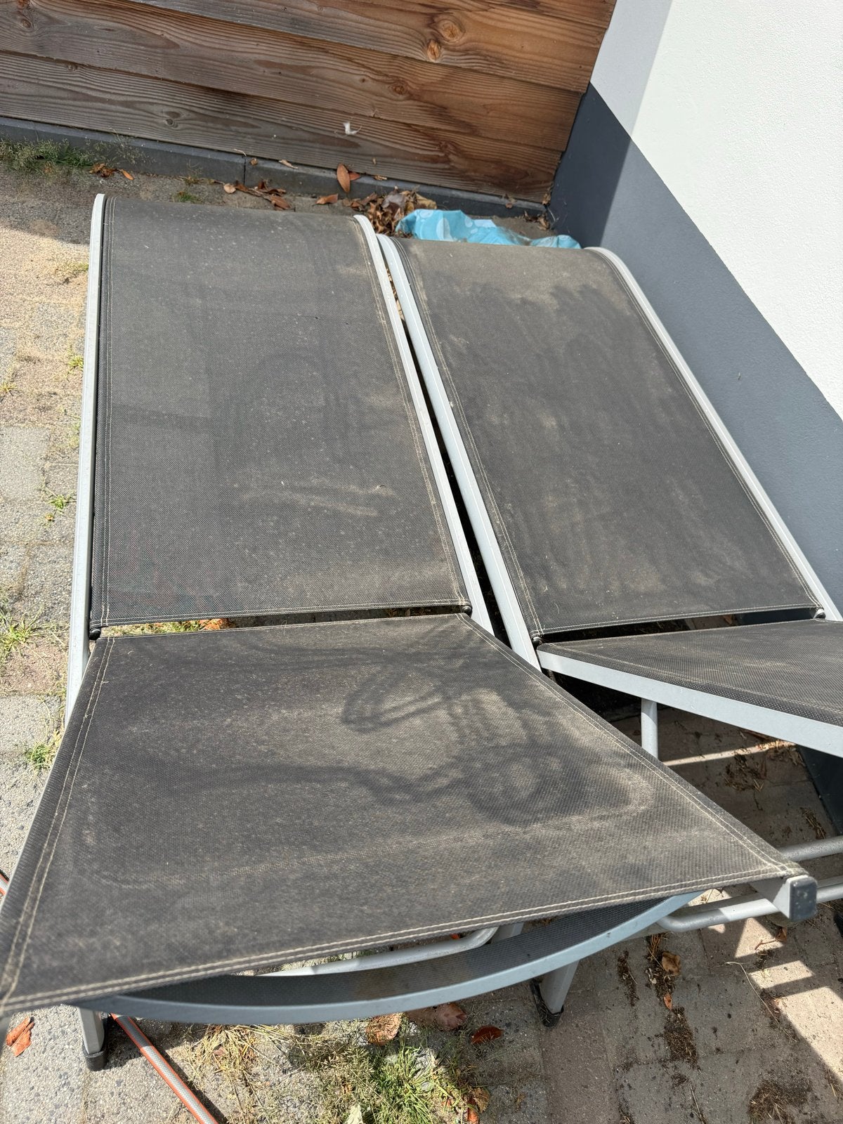 Twee verstelbare ligbedden, aluminium en textileen, Ophalen of Verzenden, Gebruikt, Aluminium, Verstelbaar