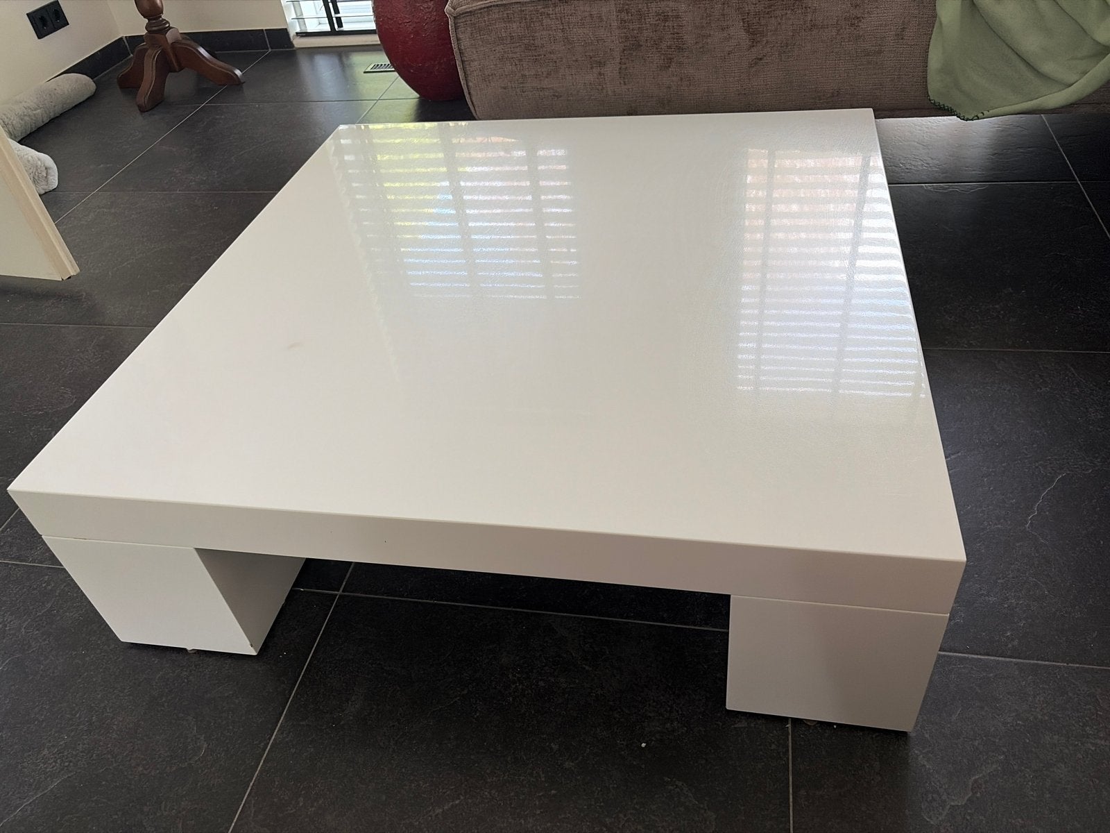 Hoogglans witte salontafel 100x100x30cm, Ophalen, Overige materialen, Gebruikt, 100 tot 150 cm