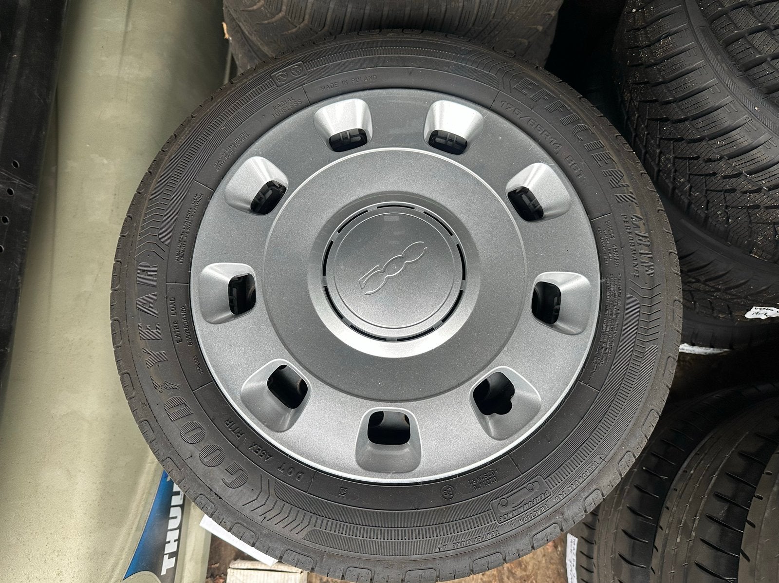 Fiat 500 wielenset stalen velg met wieldoppen origineel, Auto-onderdelen, Ophalen, 14 inch, Gebruikt, 175 mm