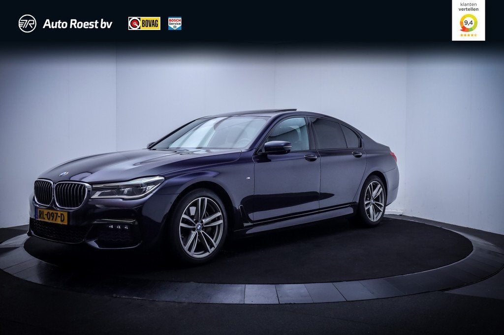 BMW 7 Serie 740iA M-SPORT High Executive SCHUIFDAK | MEMORY, Achterwielaandrijving, Gebruikt, 1700 kg, Zwart