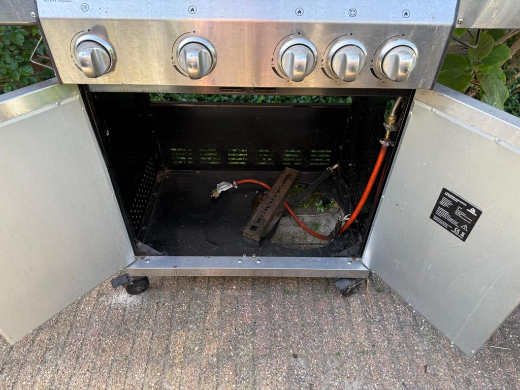 Burnhard Big Fred gasbarbecue met draaispit en hoes, Ophalen, Gebruikt