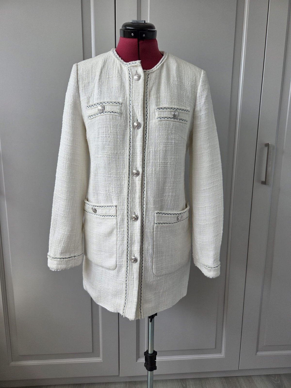 Claudie Pierlot Jas Najaar/Voorjaar - Perfecte Staat, Maat 38/40 (M), Wit, Claudie Pierlot, Ophalen of Verzenden