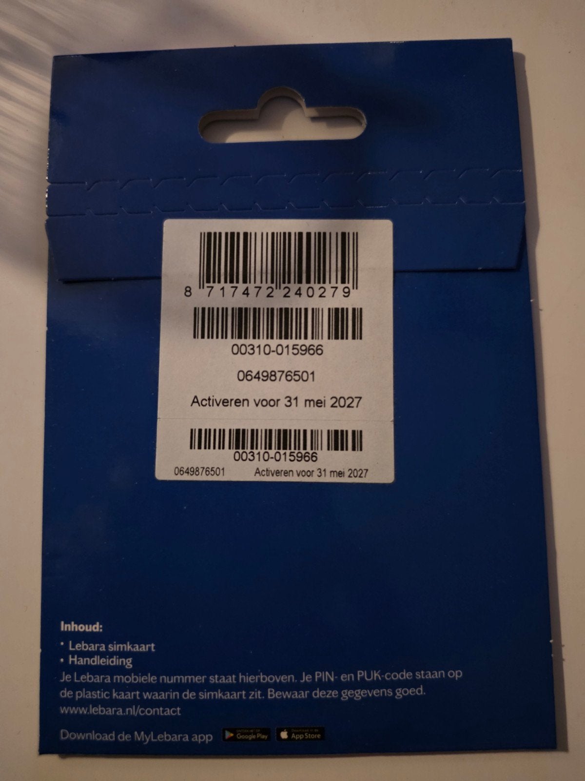 06 4 98765 01 Lebara Simkaart - Nieuw en Ongeactiveerd, Ophalen of Verzenden, Nieuw, Overige providers, Simkaart