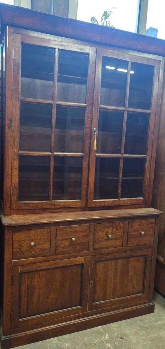 Mooie eiken buffetkast  / vitrinekast, Huis en Inrichting, Kasten | Buffetkasten, Ophalen, 100 tot 150 cm, 200 cm of meer, Zo goed als nieuw