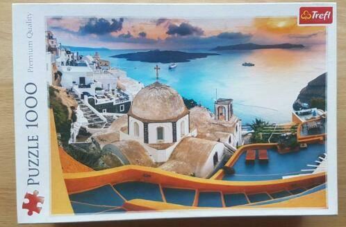 Trefl puzzel Santorini 1000 pc. Zgan, Ophalen of Verzenden, 500 t/m 1500 stukjes, Zo goed als nieuw, Legpuzzel