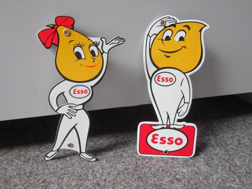 ESSO EMAILLE RECLAMEBORDEN, Ophalen, Zo goed als nieuw, Reclamebord