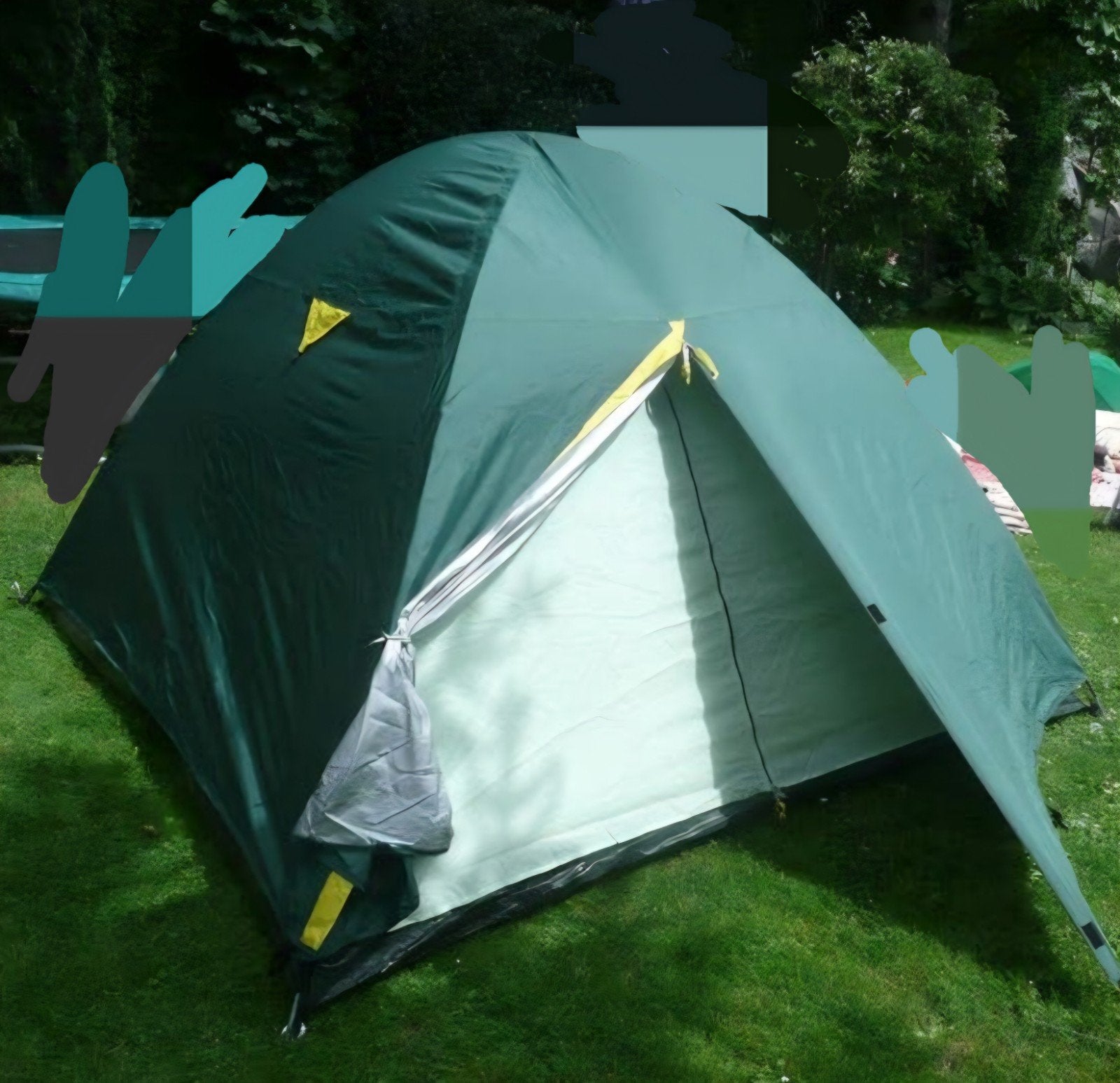 Donkergroene tweepersoons tent Trail Kansas, Caravans en Kamperen, Tenten, tot en met 2, Gebruikt, Ophalen of Verzenden