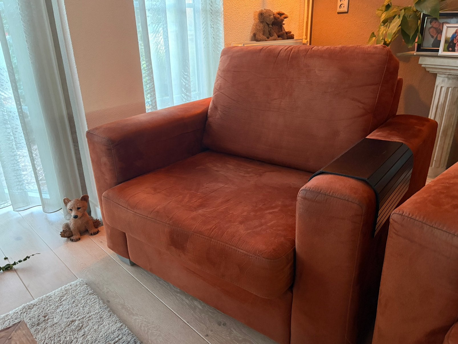Twee rood bruine loveseats, Gebruikt, 75 tot 100 cm, Ophalen of Verzenden, 100 tot 125 cm