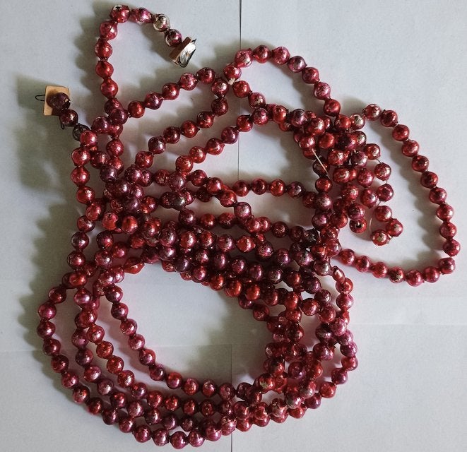 oude kerstslinger, kerstbal: rood, mooie patine circa 3,50 m, Ophalen of Verzenden