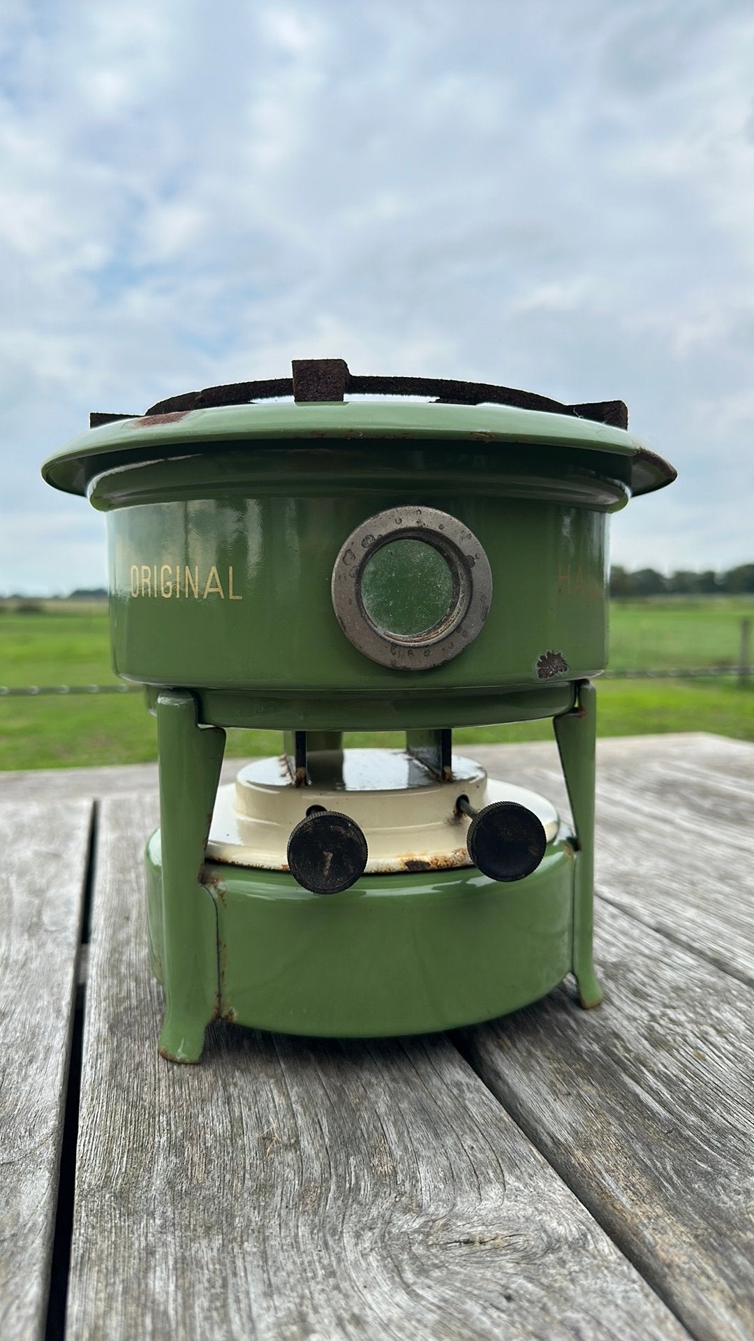 Vintage Haller petroleumstel groen - 2 pits, Antiek en Kunst, Ophalen of Verzenden