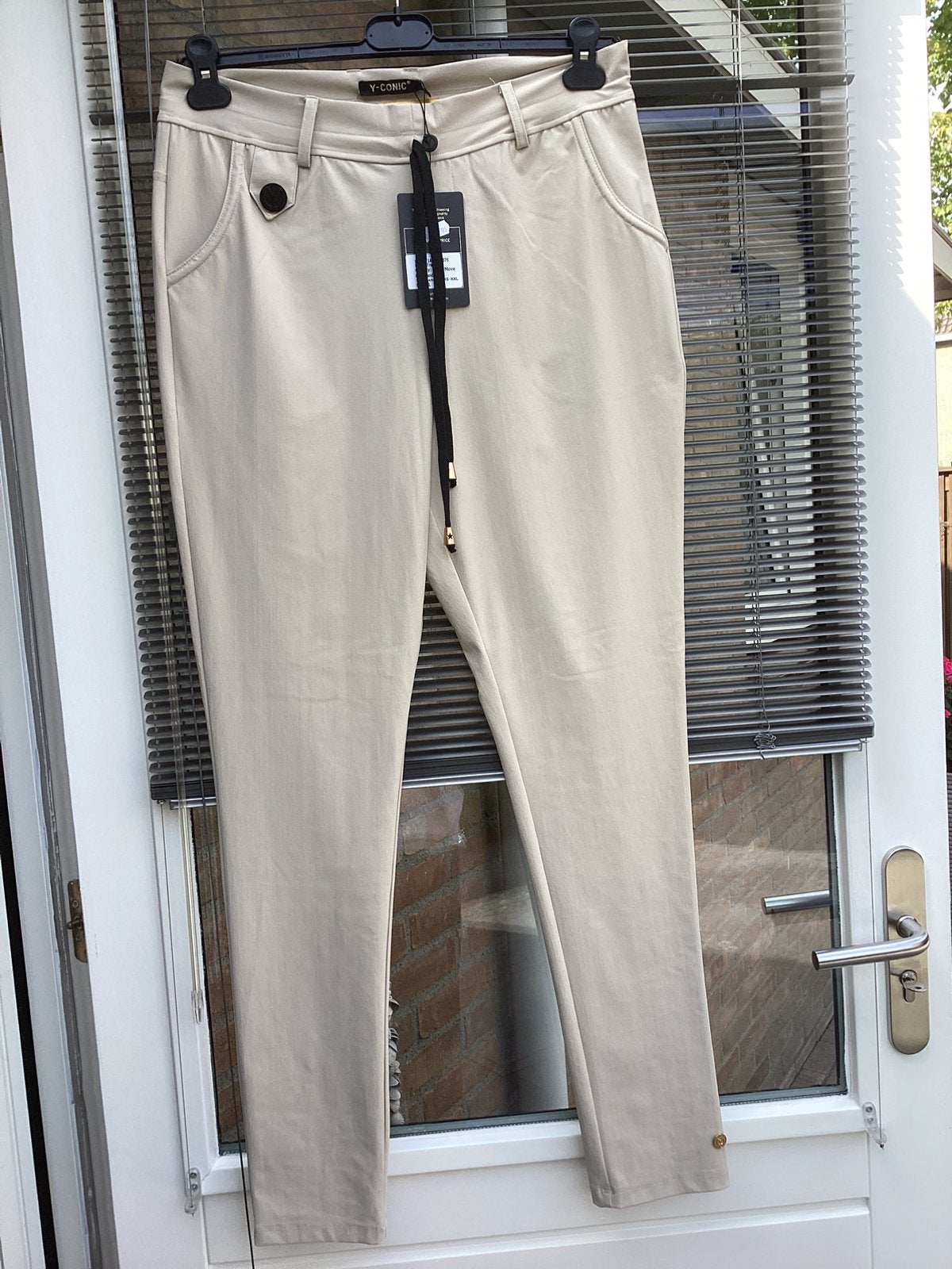 Y- Conic Travelstof broek zand, Kleding | Dames, Beige, Maat 46/48 (XL) of groter, Nieuw, Ophalen of Verzenden