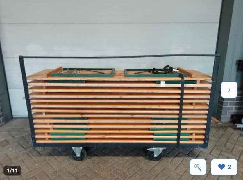 8x bierbanken met kar, Ophalen, Gebruikt, Rechthoekig, Hout