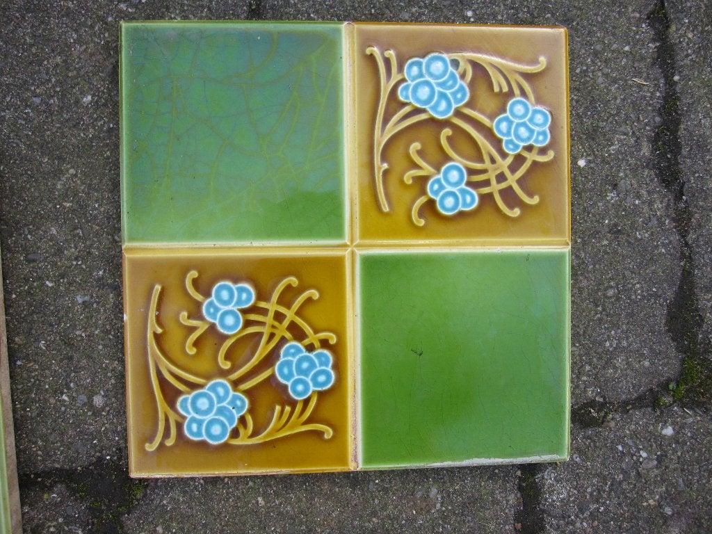 35 stuks antieke wandtegels 15x15cm jugendstil/art nouveau