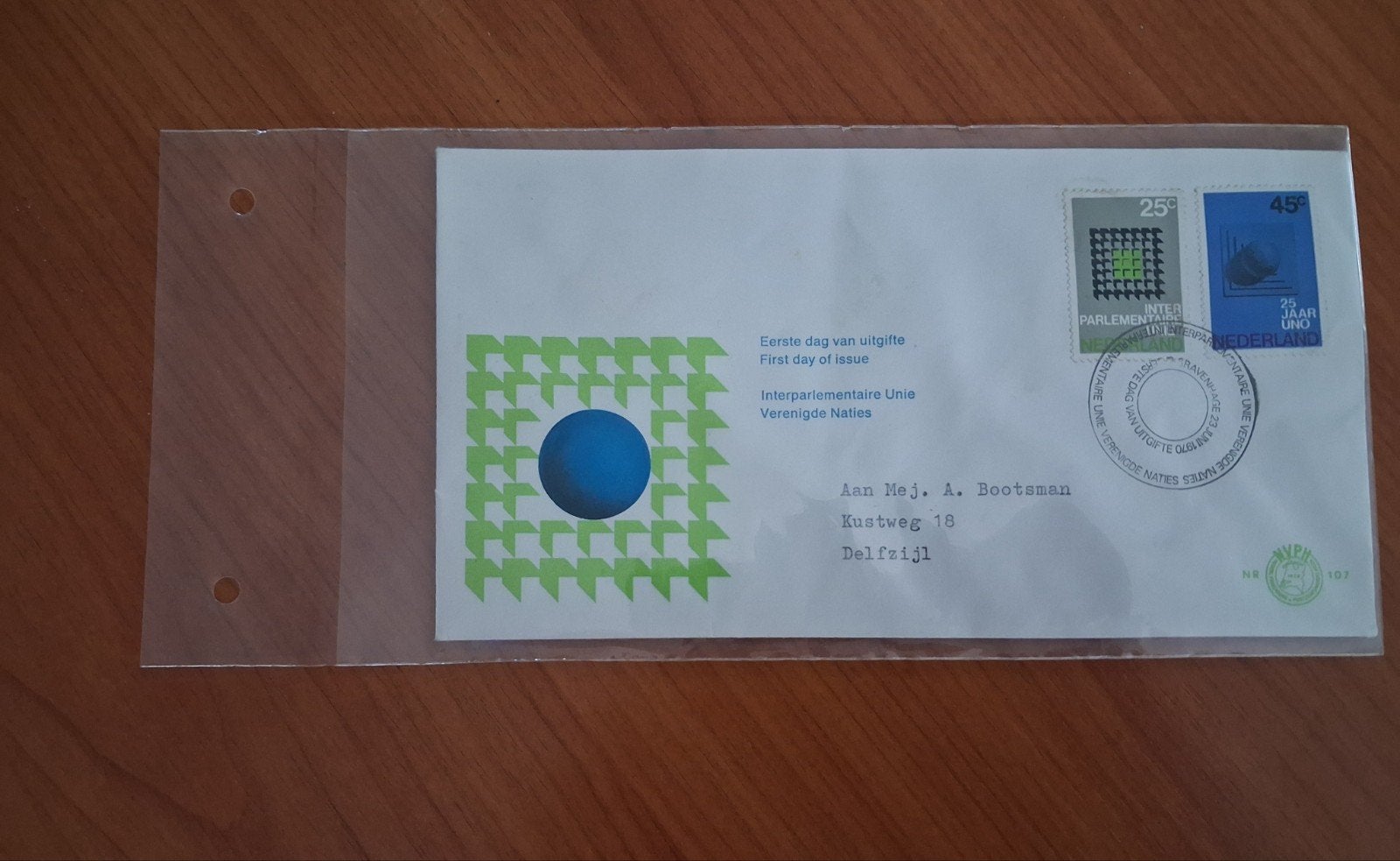 Eerste Dag van Uitgifte - Interparlementaire Unie, Ophalen of Verzenden, Onbeschreven, Nederland