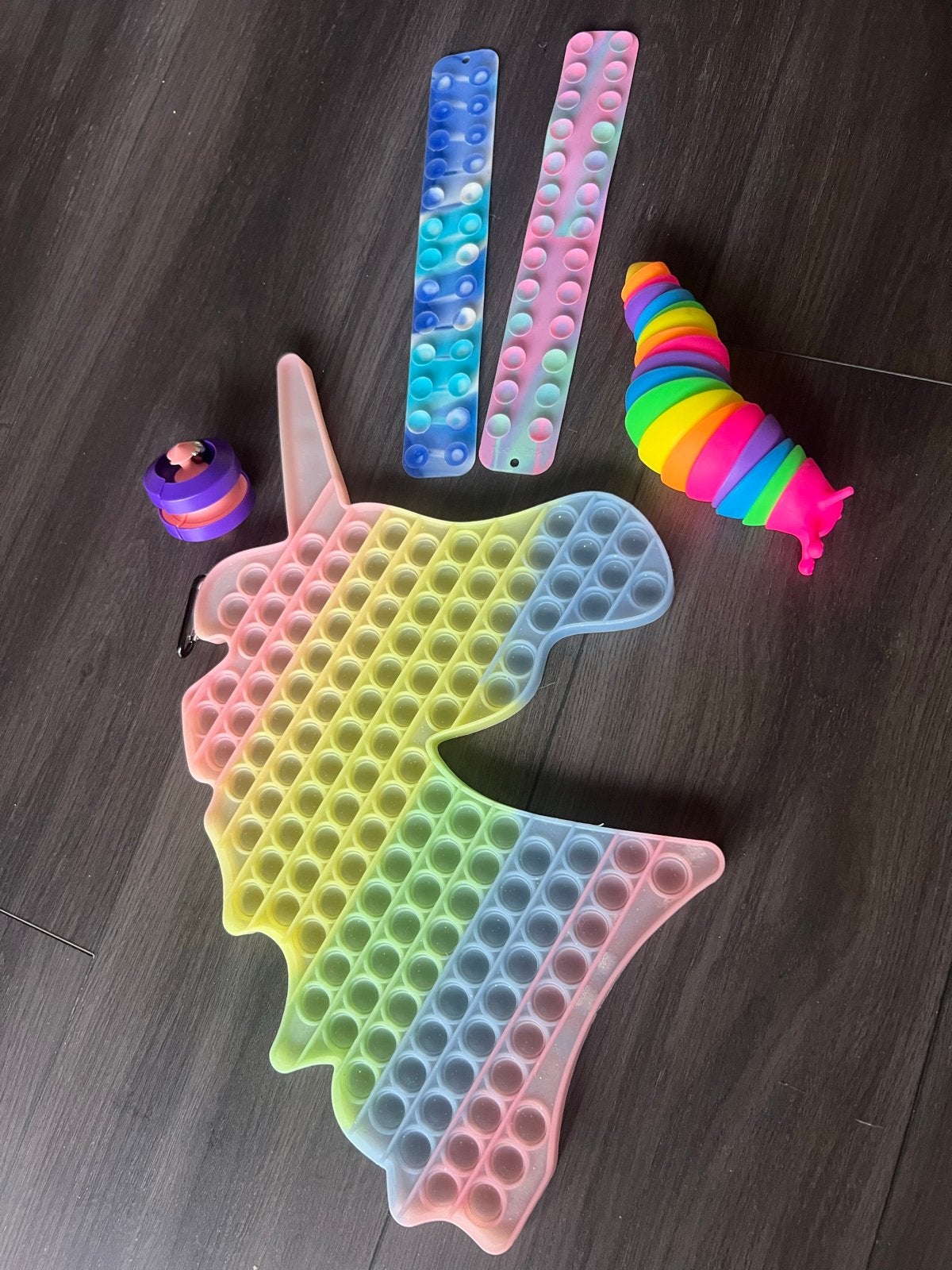 Pop-it Fidget Speelgoed Set: Eenhoorn, Armbanden, Worm & Bal, Ophalen of Verzenden, Gebruikt, Jongen of Meisje