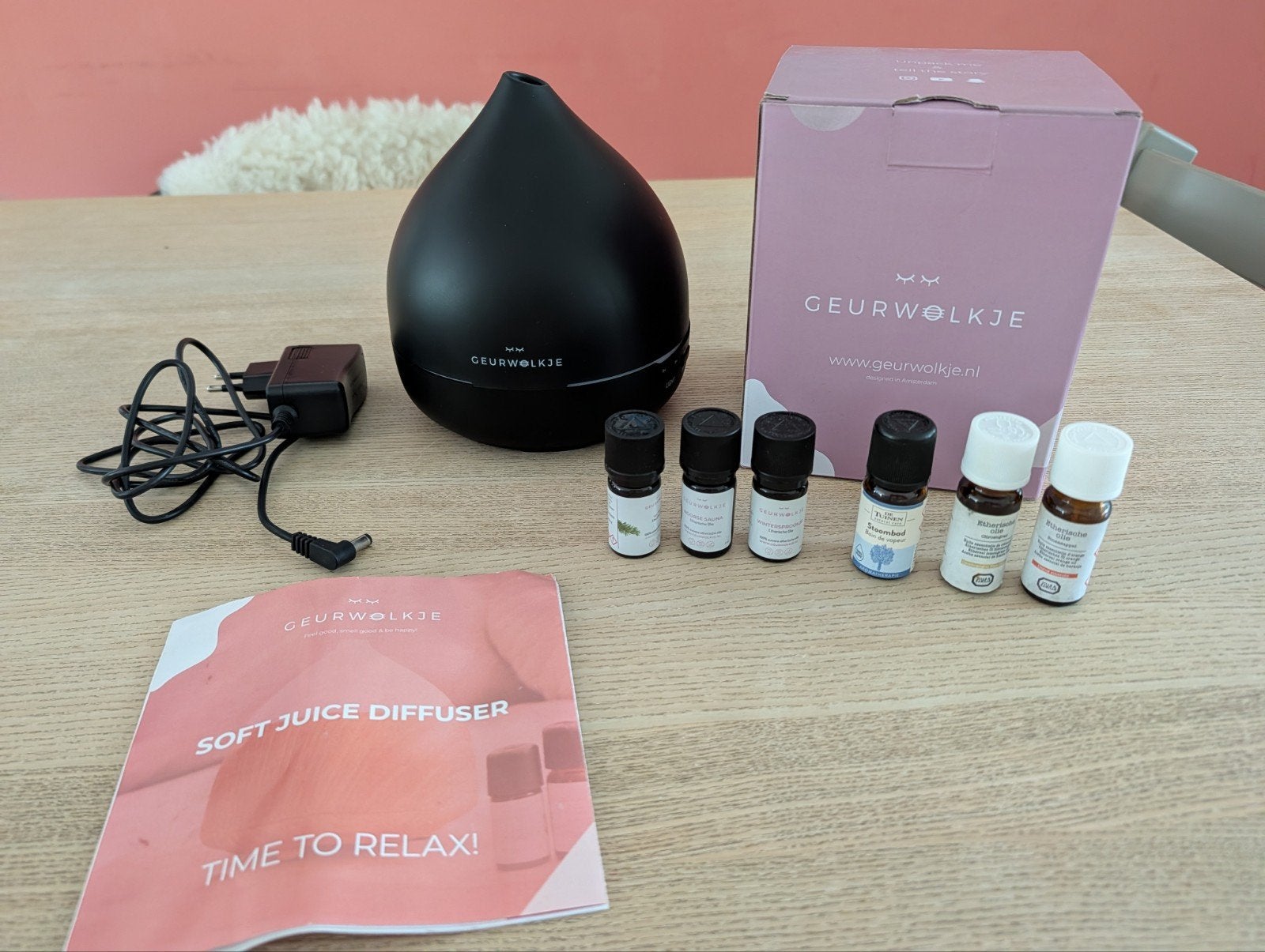 Geurwolkje diffuser met 6 etherische oliën, Ophalen of Verzenden, Zo goed als nieuw