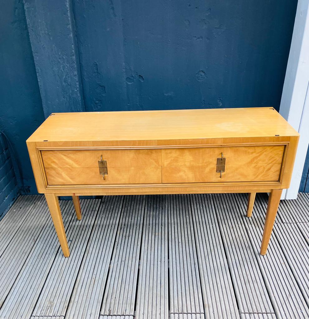 Mooie vintage ladekast. Blond fineer, Ophalen, 100 tot 150 cm, Vintage, Zo goed als nieuw