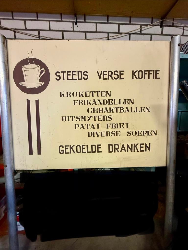 Reclamebord voor café, restaurant of snackbar, Verzamelen, Ophalen, Gebruikt, Reclamebord