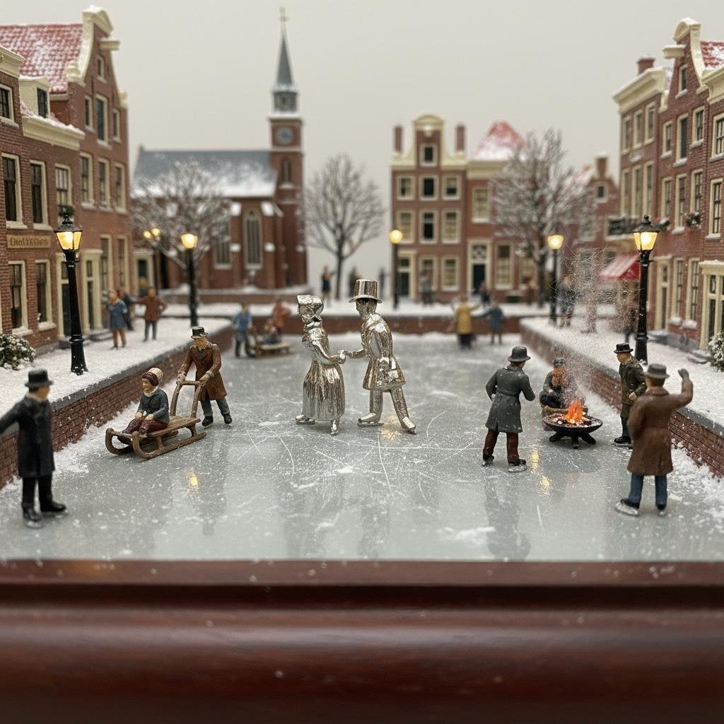 Zilveren miniatuur, echtpaar, J. Held, Amsterdam, ca. 1860, Verzenden, Zilver