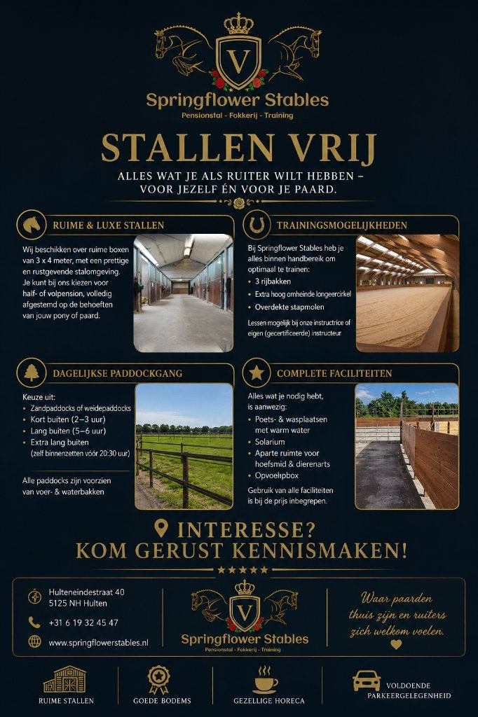 pensionstalling vrij / stallen aangeboden, Stalling, 4 paarden of pony's of meer