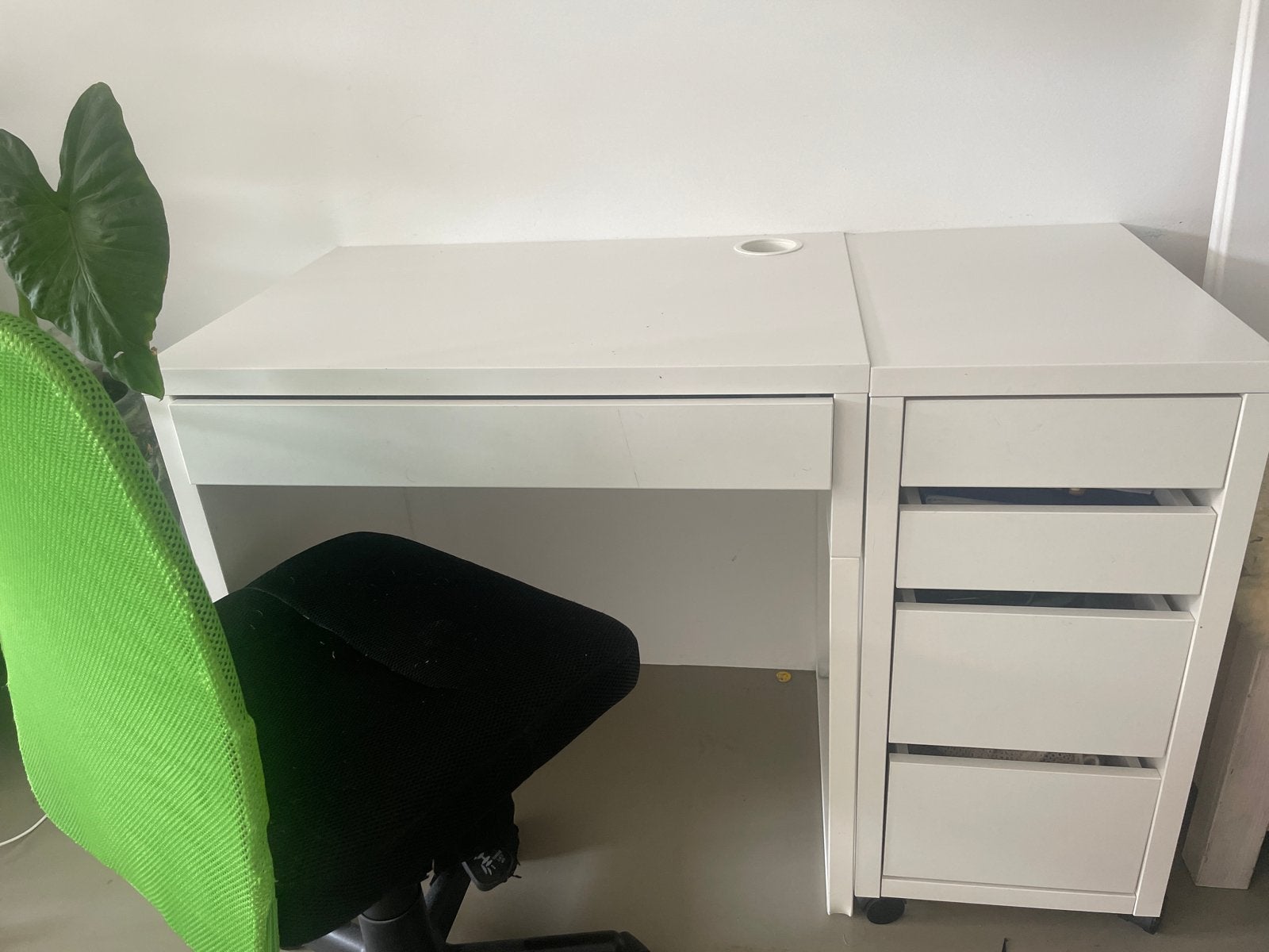 Wit bureau met lade en ladeblok - IKEA, Ophalen, Gebruikt, Met lades, Spaanplaat of MDF