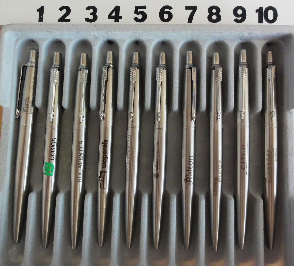 10 X PARKER JOTTER nr.1 RECLAME PER PARKER JOTTER NU VOORR, Verzamelen, Pennenverzamelingen, Gebruikt, Ophalen of Verzenden, Met reclame