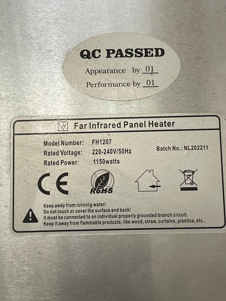 Infrarood Paneel 1150W, Ophalen, 30 tot 80 cm, Overige typen, Zo goed als nieuw