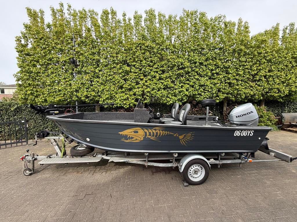 Aluminium Visboot Silvan Sporttroller 5 meter 60 pk honda, Watersport en Boten, Ophalen, Gebruikt, Aluminium, Buitenboordmotor