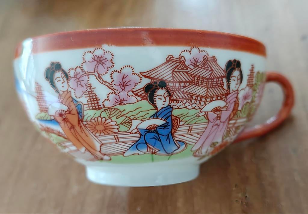 Vintage Japans kopje met Geisha decoratie, Ophalen of Verzenden