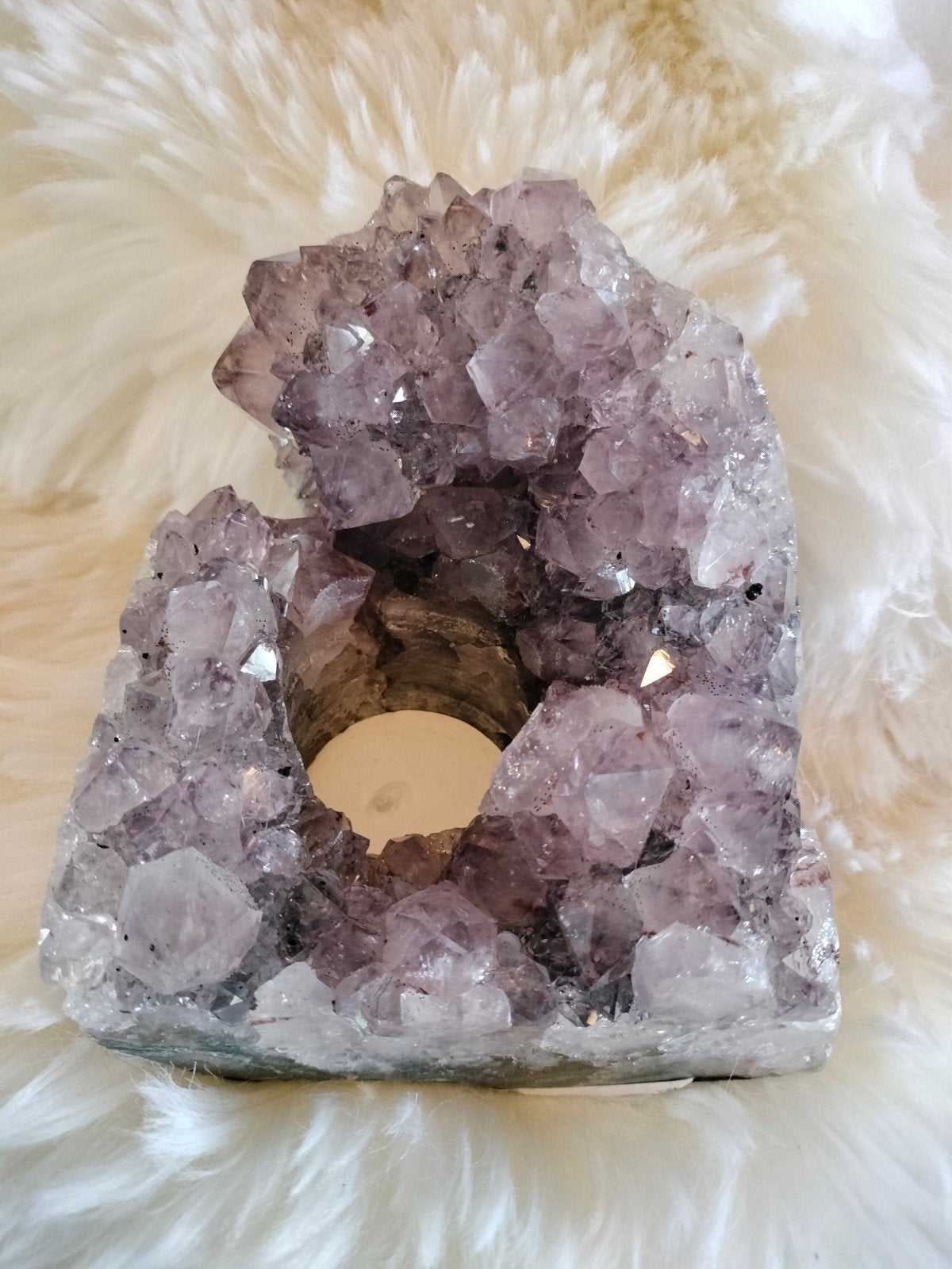 Donkere amethist waxinelicht., Ophalen of Verzenden, Mineraal
