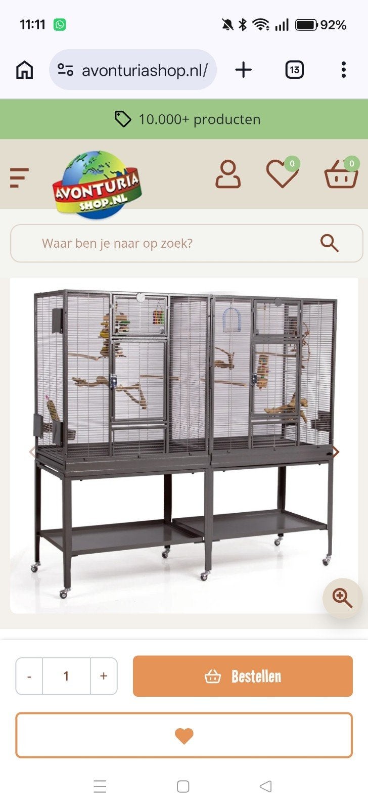 Montana Madeira Double antiek Vogelkooi groot te koop, Dieren en Toebehoren, Vogels | Hokken en Kooien, Ophalen, Zo goed als nieuw