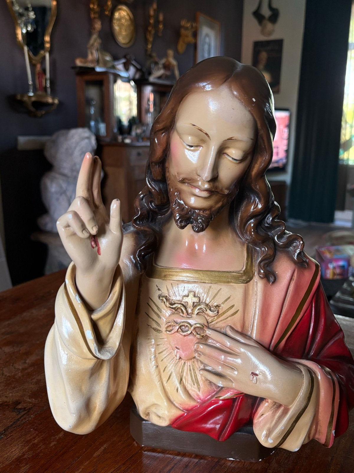 Vintage Jezus Heilig Hart beeld G. Marlon, Antiek en Kunst, Ophalen of Verzenden