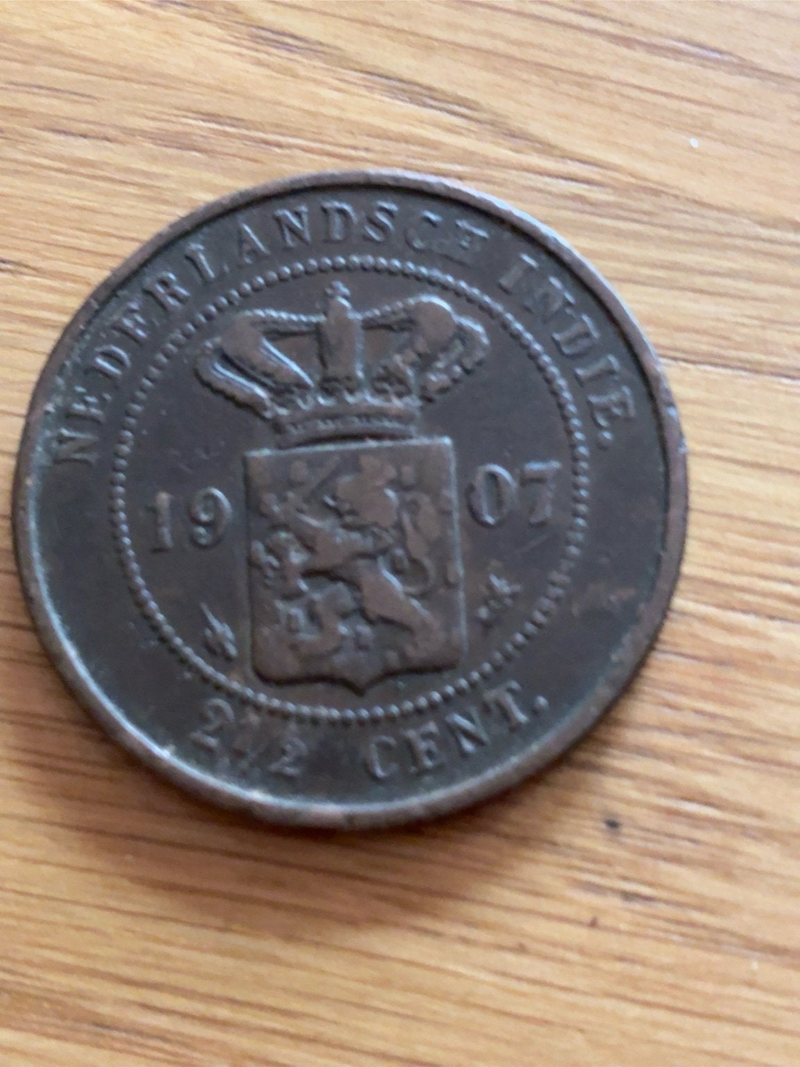 Nederlandsch-Indië 2½ Cent 1907 Bronzen Munt, Postzegels en Munten, Munten | Nederland, Verzenden, Koningin Wilhelmina
