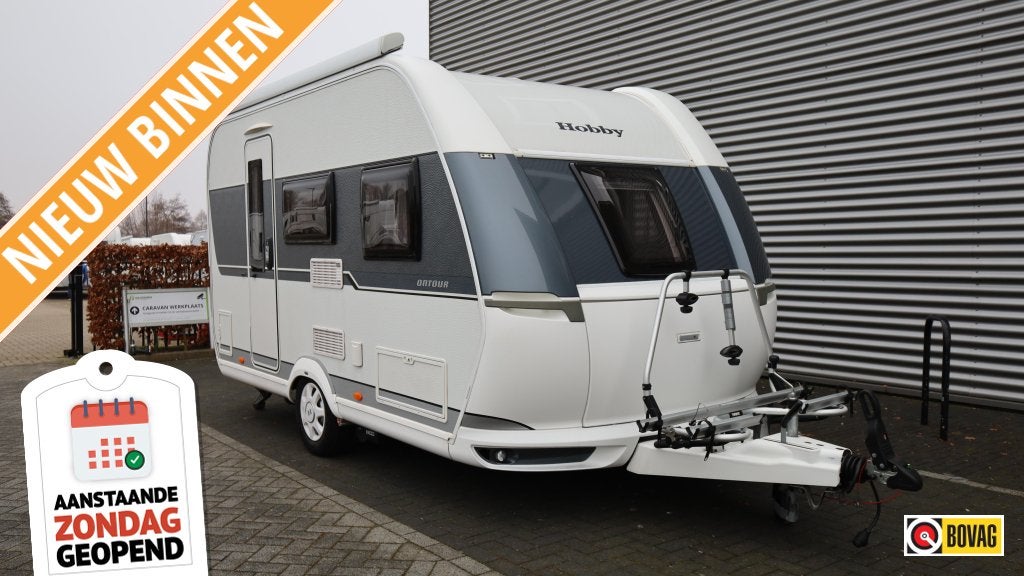 Hobby On Tour 390 SF Mover + dakluifel, Caravans en Kamperen, Caravans, Hobby, Bedrijf, Treinzit, Tot en met 3