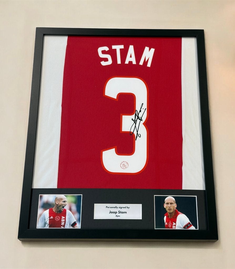 Jaap Stam - Gesigneerd & Ingelijst Ajax shirt, Verzenden, Nieuw, Ajax, Shirt