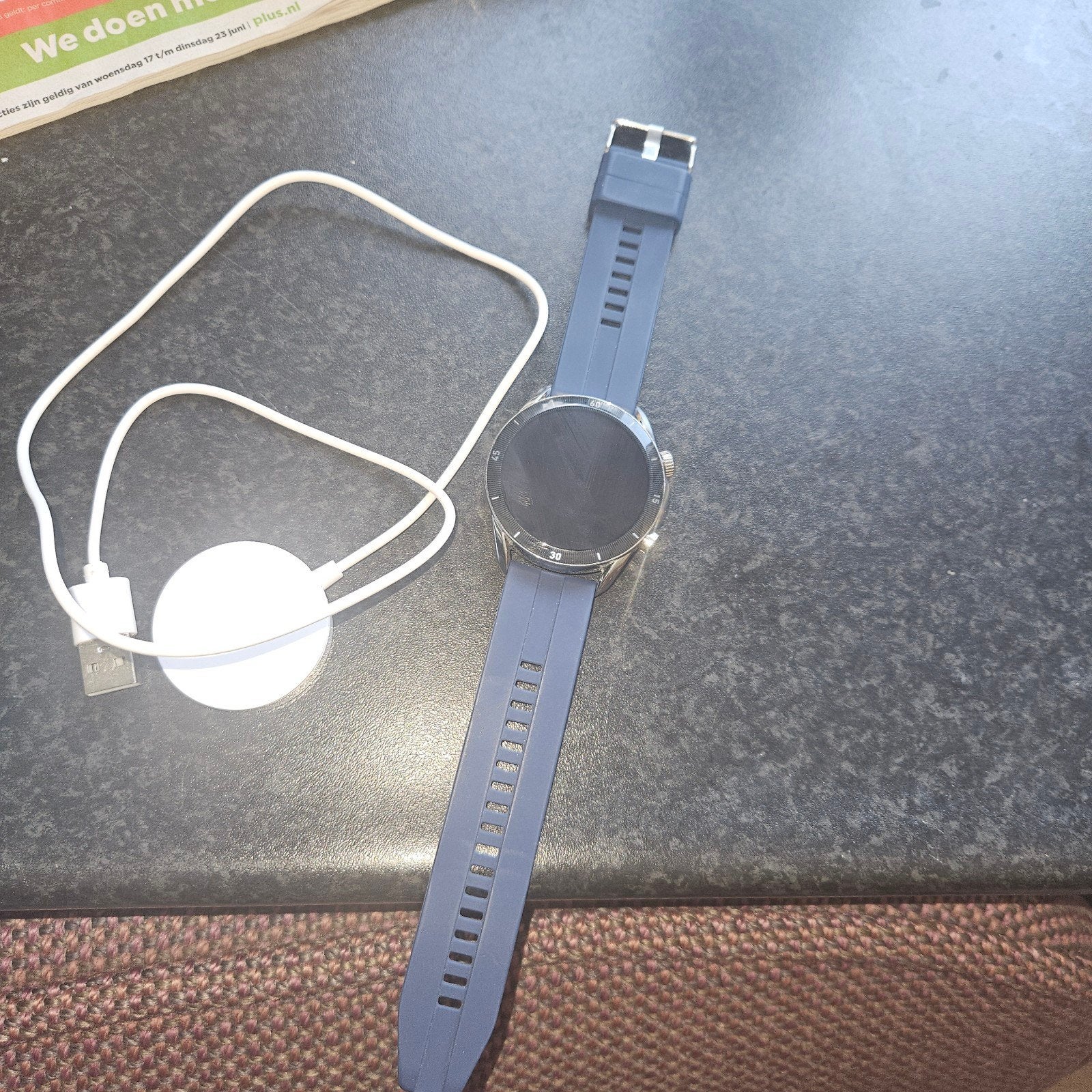 FlinQ spectrum Smartwatch met blauwe band en oplader, Blauw, FlinQ, Ophalen of Verzenden, Zo goed als nieuw