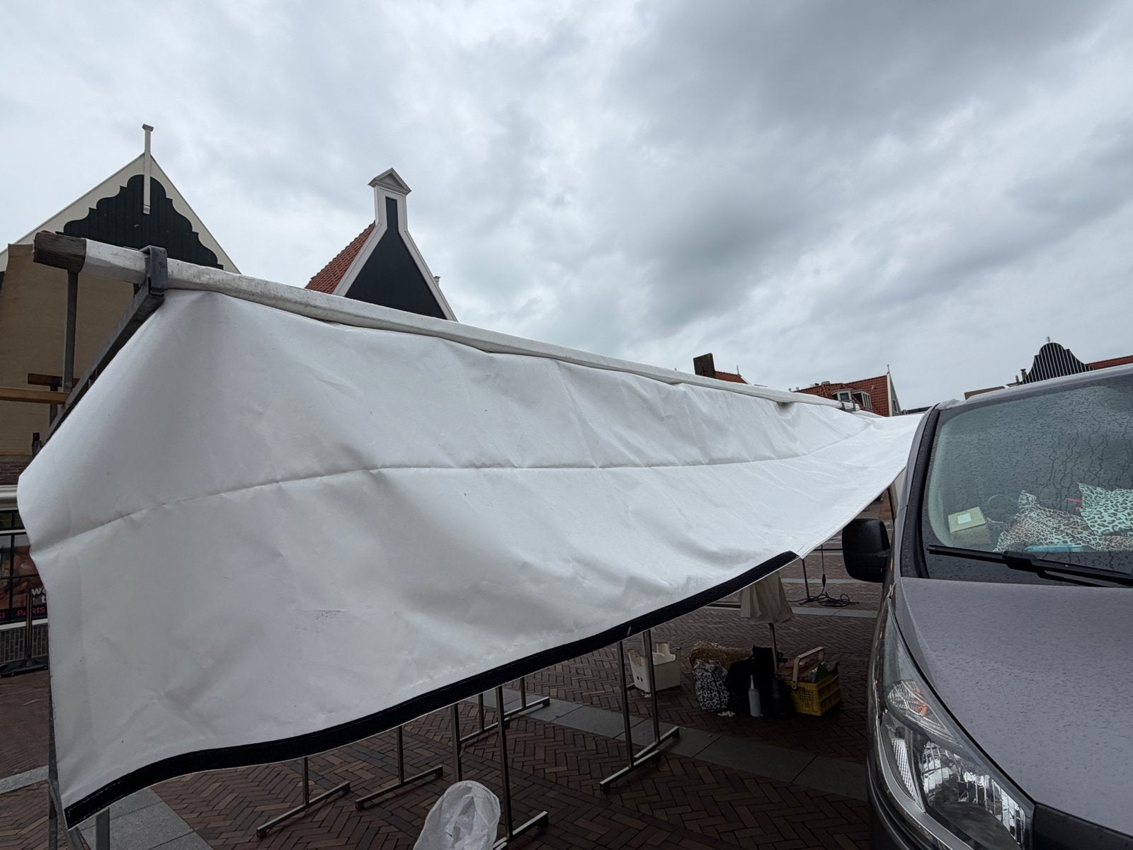 Marktzeil 8 meter met klittenband voor extra bevestiging, Ophalen, Zo goed als nieuw, 15 m² of meer, Zeil
