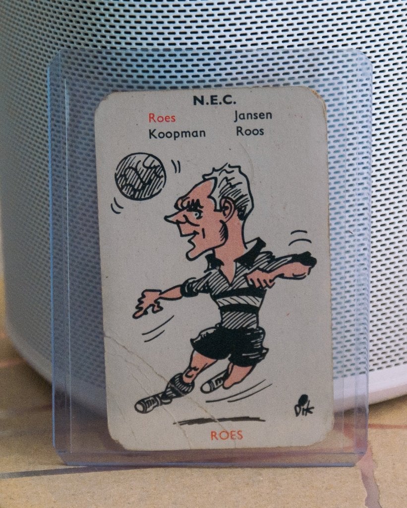 Roes, N.E.C. - DB 1e Divisie kwartet 1958, Ophalen of Verzenden, Gebruikt, Overige binnenlandse clubs, Poster, Plaatje of Sticker