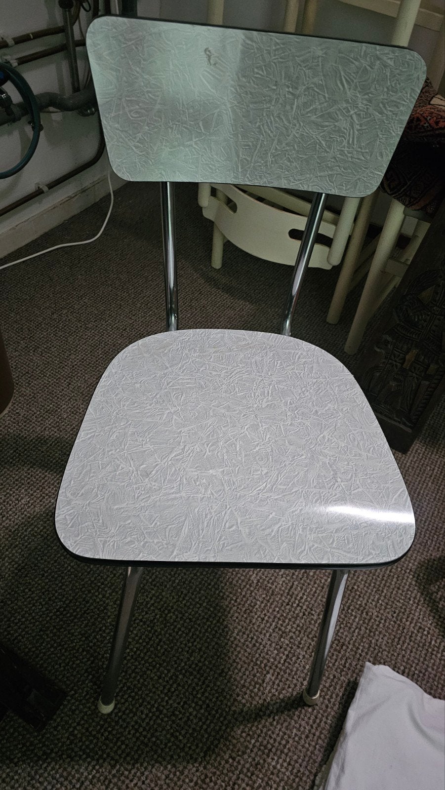 Vintage Formica Stoel Jaren 60 - Wit met Chroom, Ophalen