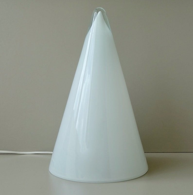 Vintage SCE France Teepee/Iceberg tafellamp van opalineglas, Overige merken, Vintage, Wit, 36 cm